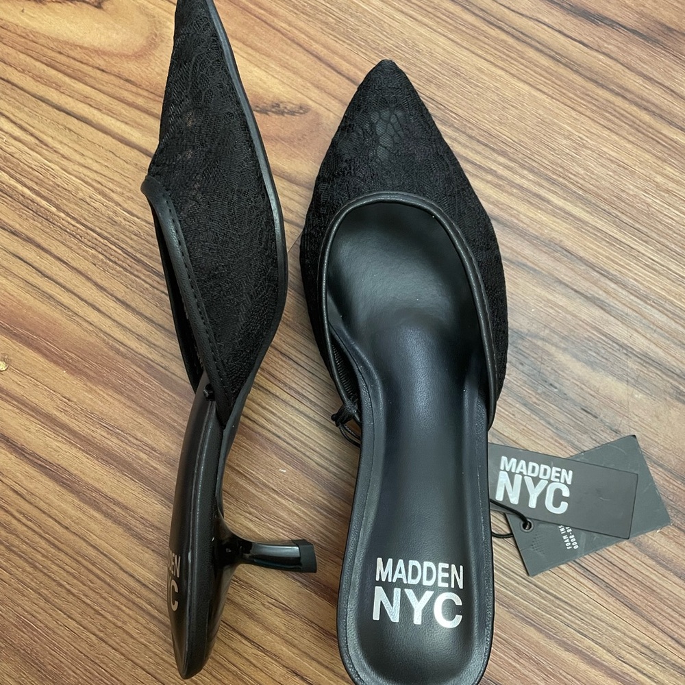 Madden NYC Black Lace Heels